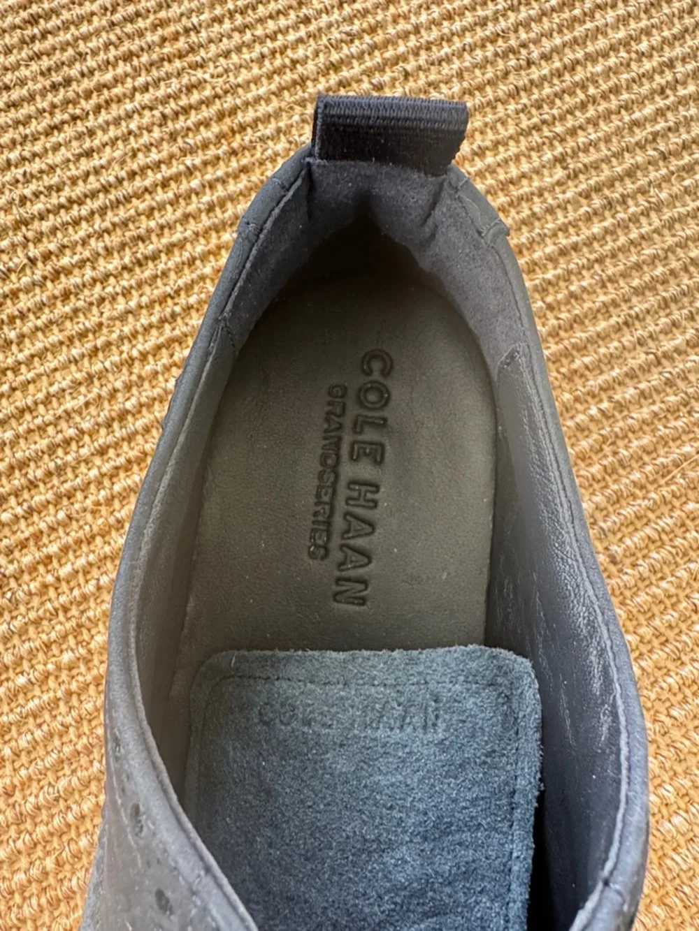 Cole Haan Navy Suede Wingtip Oxfords with Gum Sole